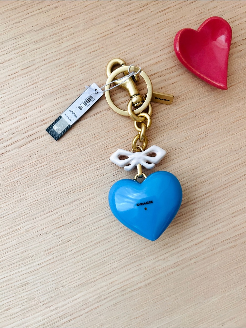 NWT💙Coach Blue Heart Bag Charm CBH12 Keychain Bow Pearl Flower Gift - Picture 4 of 6